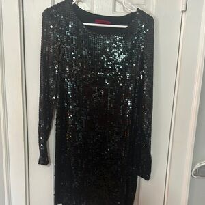 Anthropologie Velvet brand Black Sequin Long Sleeve Dress